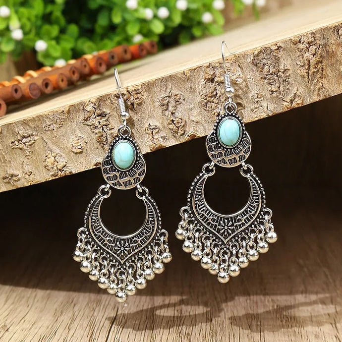 NIHER23 - Elegant Turquoise Drop Earrings
