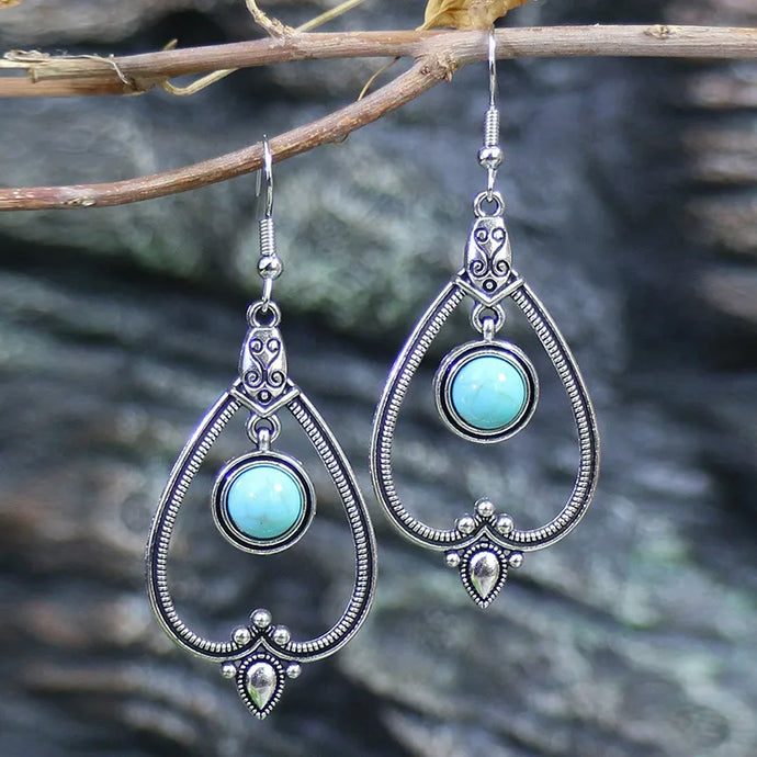 NIHER20 - Inverted Heart Turquoise Earrings