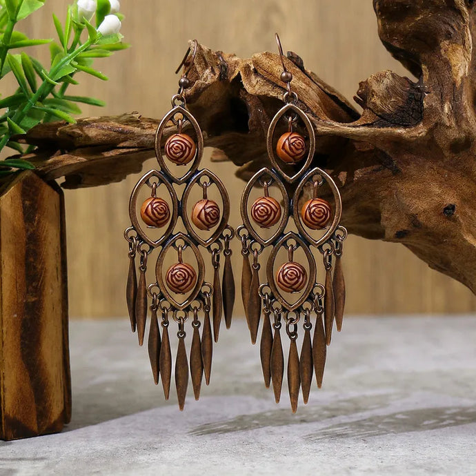 NIHER58 - Copper Color Earrings With Multi Shape Drops