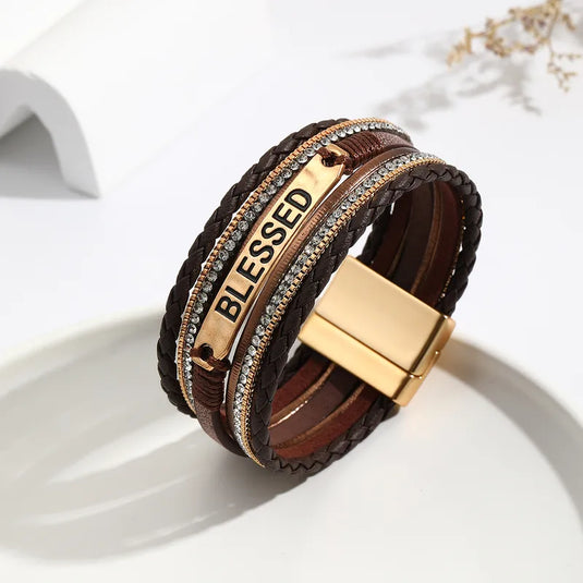 NIHBC34 - Single Piece Coffee Multi Layer Blessed Bracelet