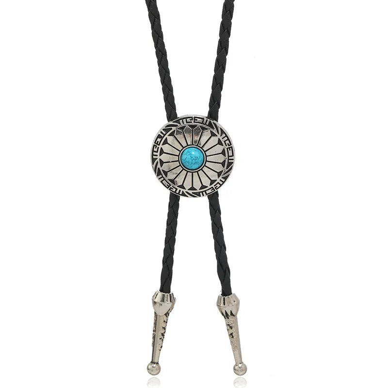 Load image into Gallery viewer, NIHBO5 - Turquoise Stone Silver Bolo
