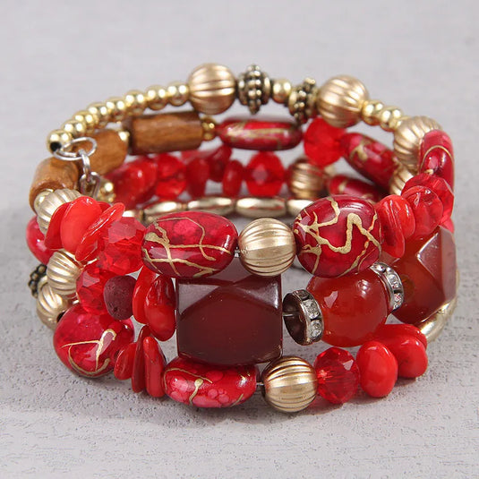 NIHBC81 - Red Gravel Beaded Bracelet