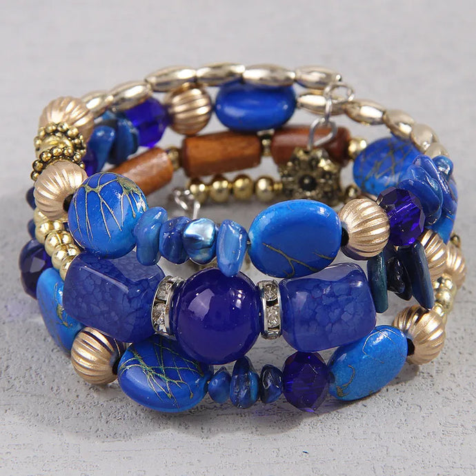 NIHBC82 - Sapphire Blue Gravel Beaded Bracelet