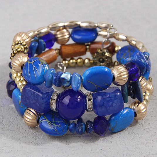 NIHBC82 - Sapphire Blue Gravel Beaded Bracelet