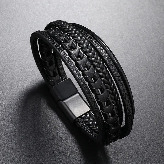NIHBC30 - Black Multi Layer Rope Bracelet