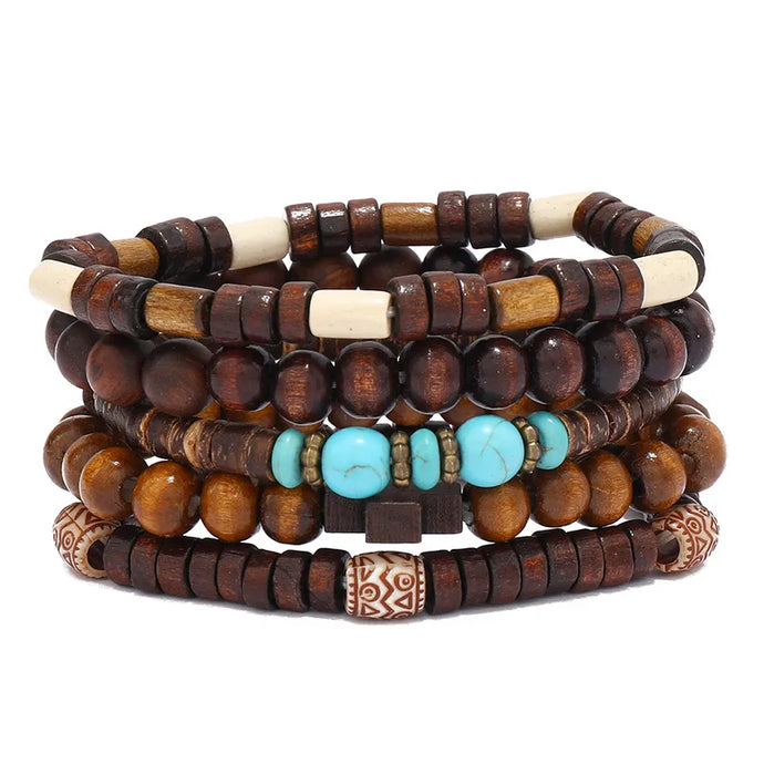 NIHBC5 - 5 Set Wooden Beaded Bracelet