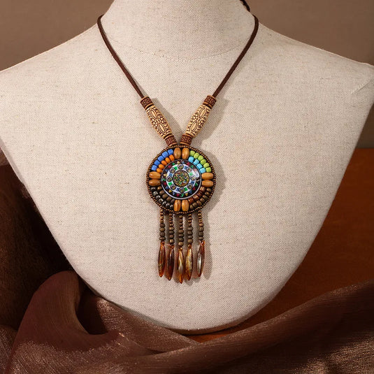 NIHNK7 - Boho Pendant Tassle Necklace