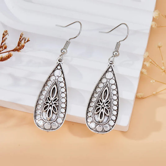 NIHER117 - Floral Water Drop Earrings