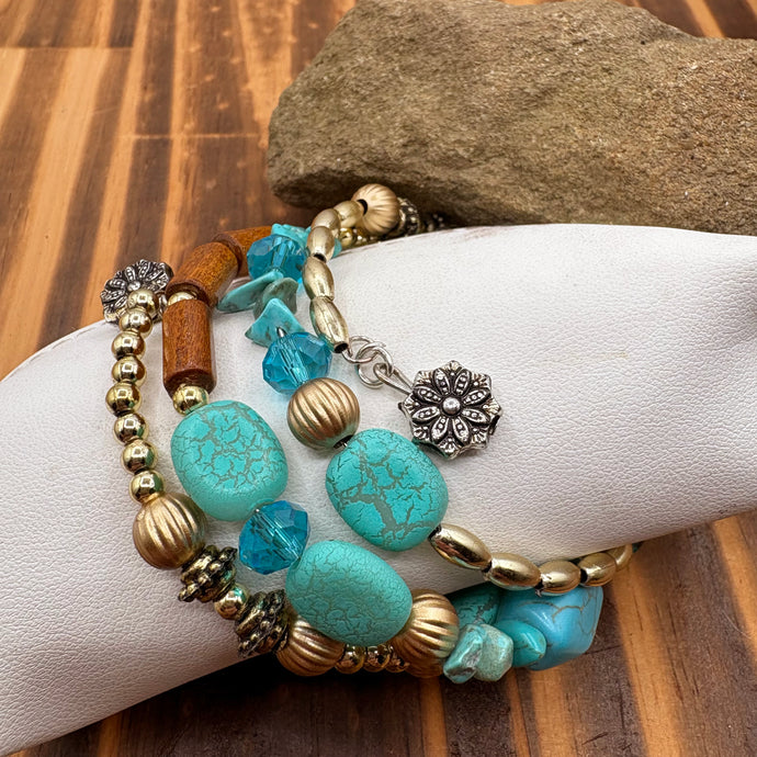 NIHBC1 - Turquoise Gravel Beaded Bracelet