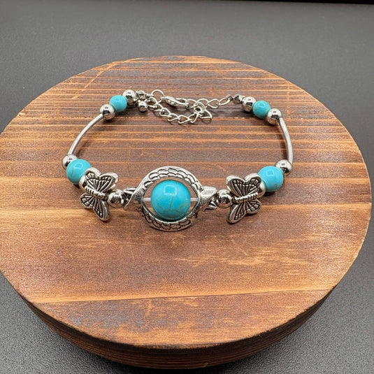 NIHBC61 - Fashion Butterflies & Turquoise Patchwork Bracelet