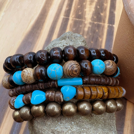 NIHBC63 - Multi Layer Beaded Turquoise Bracelet