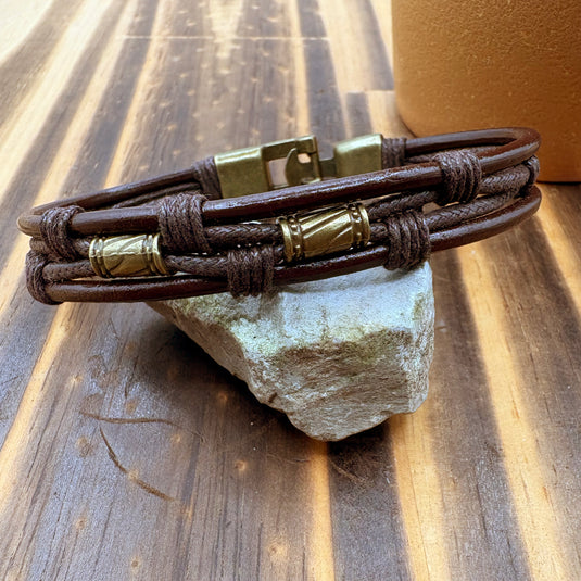 NIHBC64 - Woven Multi Layer PU Leather Bracelet