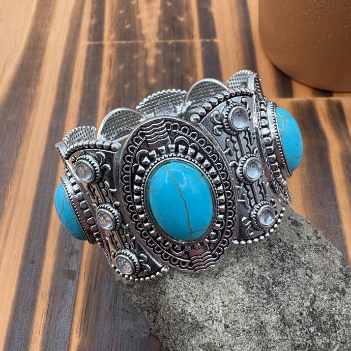 NIHBC78 - Multi Stone Turquoise Stretch Bracelet