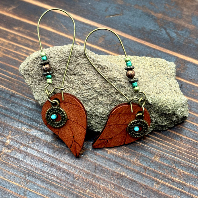 NIHER18 - Feather Drop Turquoise Earrings