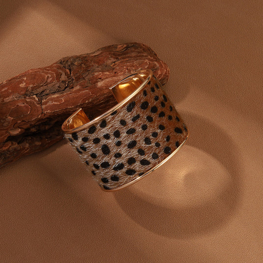 ACCBC 12 - Wide Leopard Print Bangle Bracelet