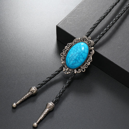 NIHBO2 - Turquoise Stone Antique Silver Bolo