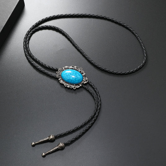 NIHBO2 - Turquoise Stone Antique Silver Bolo