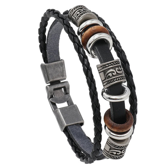 ACCBC 8 - Hand Beaded Multi Layer Black Bracelet