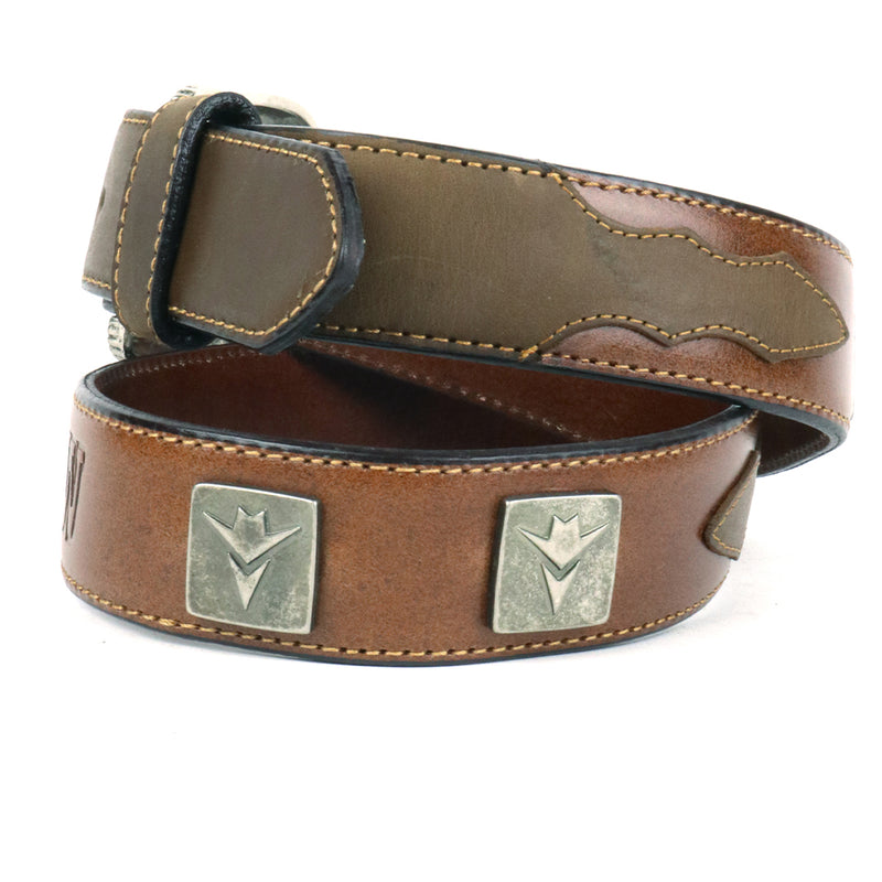 Load image into Gallery viewer, OUT1002 - Distressed Leather OUTLAW Belt with Conchos &amp; &quot;OUTLAW&quot; Stamped in Back
