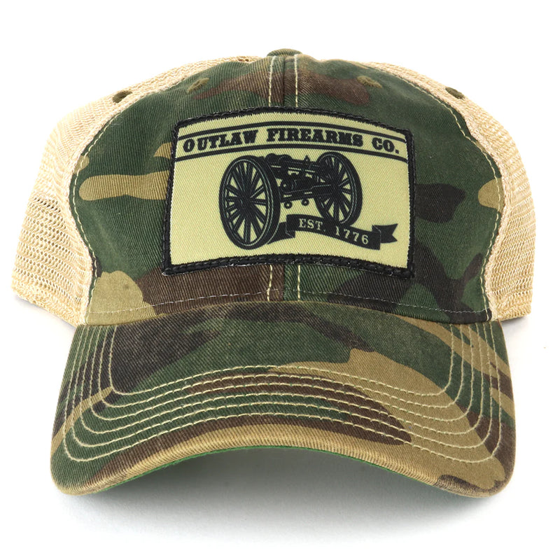 Load image into Gallery viewer, OUT5029 - Army Camo/Khaki Outlaw Firearms Co. Cap
