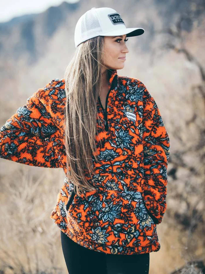 Load image into Gallery viewer, HFP006RDFL - Hooey  &quot;Ladies Fleece Pullover&quot; Red/Floral
