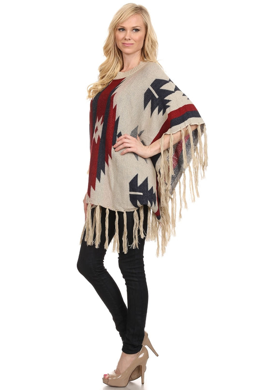 YELTSHT3 - Ladies Beige Fashion Poncho