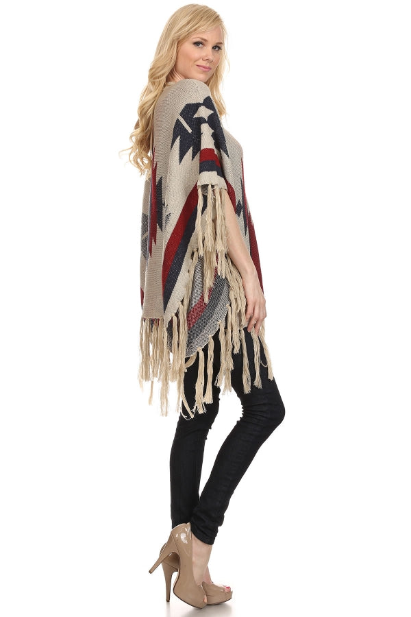 Load image into Gallery viewer, YELTSHT3 - Ladies Beige Fashion Poncho
