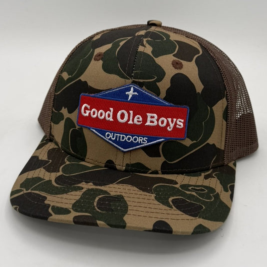 PGOB088A - Good Ole Boys Red/Blue Patch Camo Hat
