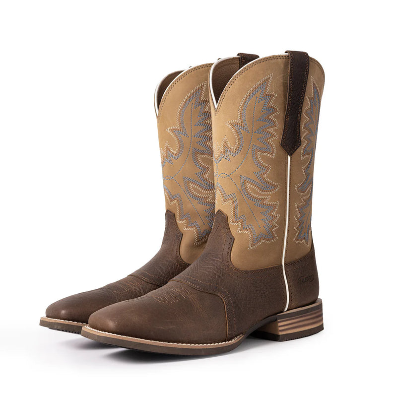 Load image into Gallery viewer, PLT103608 - Palitutu Men's Brown Embroidered Full-Grain Leather Square Toe Western Boots
