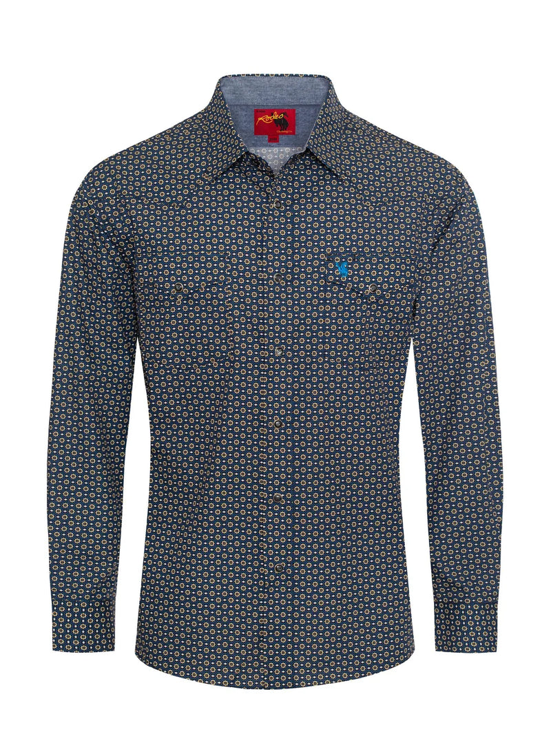 Load image into Gallery viewer, PS100L-1073 - Rodeo Clothing Men's Western Long Sleeve Pearl Snap Print Shirt
