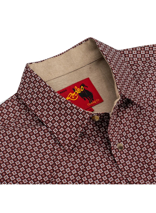 PS100L-1083 - Rodeo Clothing Men's Western Long Sleeve Pearl Snap Print Shirt