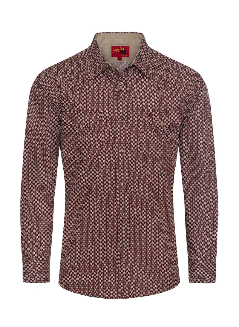 Load image into Gallery viewer, PS100L-1083 - Rodeo Clothing Men's Western Long Sleeve Pearl Snap Print Shirt
