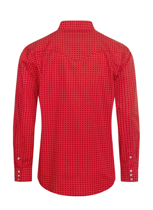 PS100L-1086 - Rodeo Clothing Men's Western Long Sleeve Pearl Snap Print Shirt