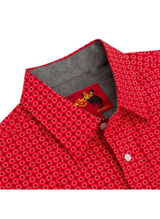 PS100L-1086 - Rodeo Clothing Men's Western Long Sleeve Pearl Snap Print Shirt