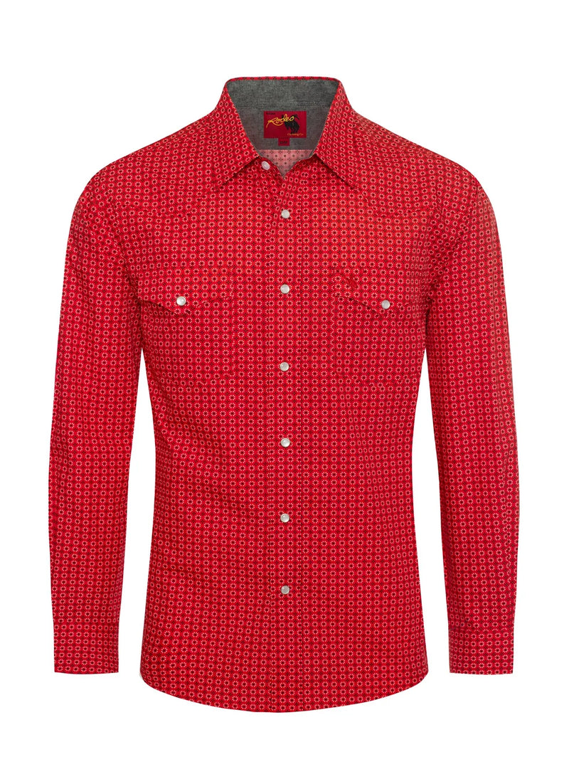 Load image into Gallery viewer, PS100L-1086 - Rodeo Clothing Men's Western Long Sleeve Pearl Snap Print Shirt
