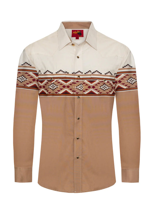 PS100L-1089 - Rodeo Clothing Men's Western Pearl Snap Print Shirt