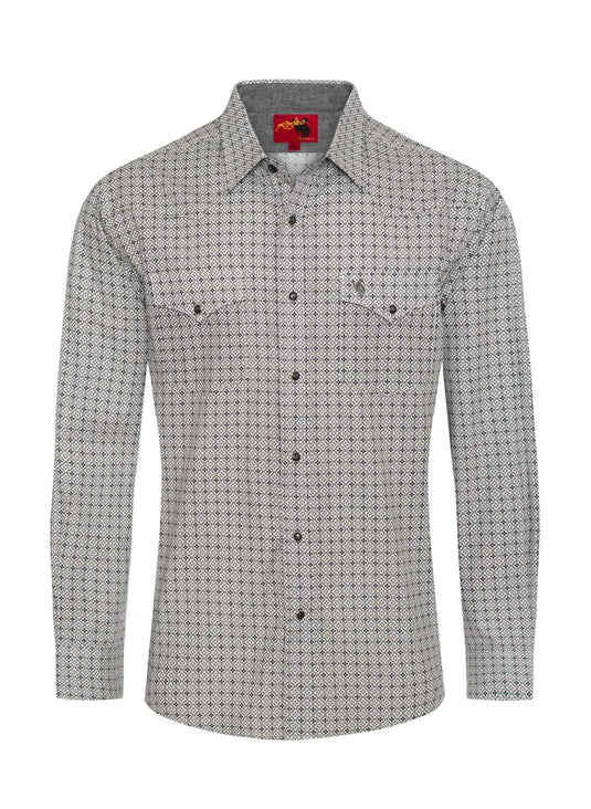 PS100L-1108 - Rodeo Clothing Men's Western Pearl Snap Print Shirt