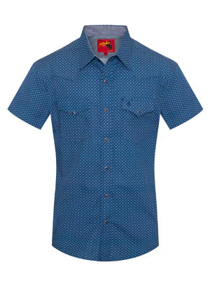 PS100S-1093 - Rodeo Clothing Men's Short Sleeve Pearl Snap Print Shirt