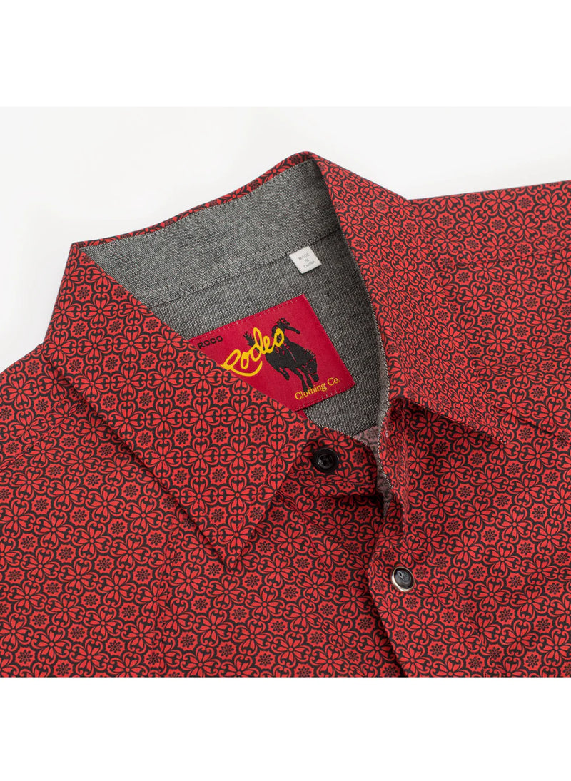 Load image into Gallery viewer, PS100S-1096 - Rodeo Clothing Men's Short Sleeve Pearl Snap Print Shirt
