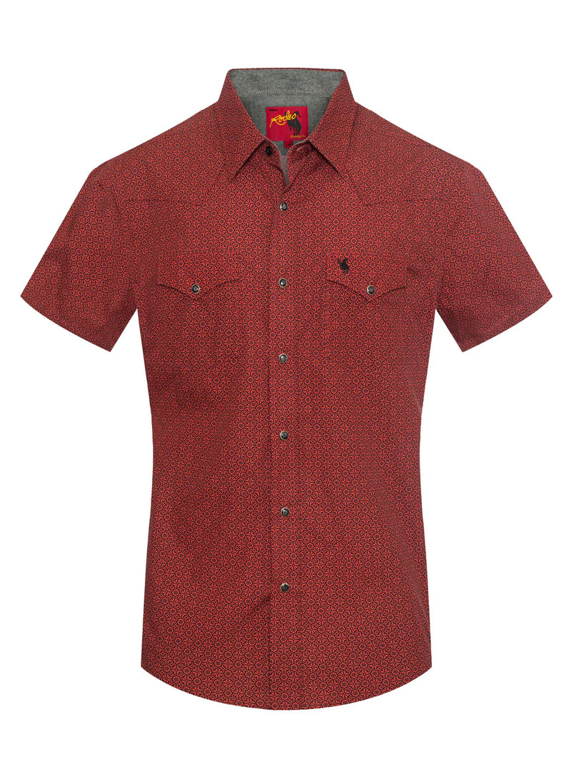 Load image into Gallery viewer, PS100S-1096 - Rodeo Clothing Men's Short Sleeve Pearl Snap Print Shirt
