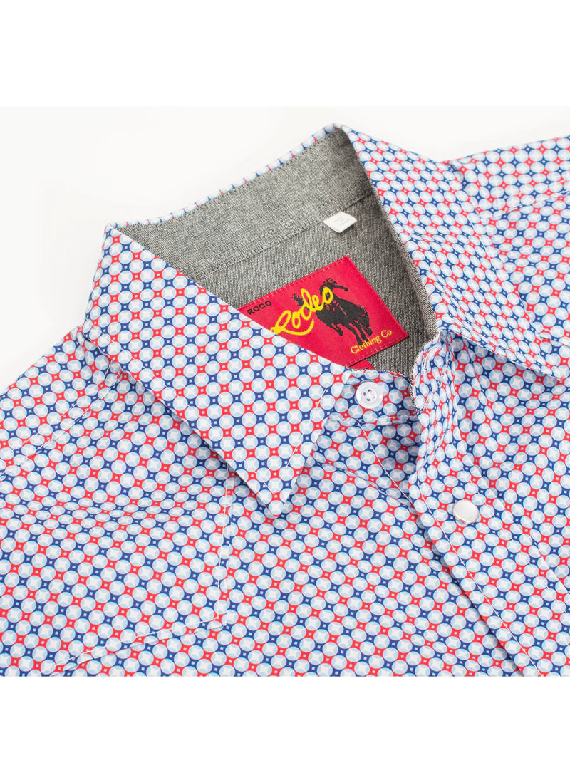 Load image into Gallery viewer, PS100S-1102 - Rodeo Clothing Men's Short Sleeve Pearl Snap Print Shirt

