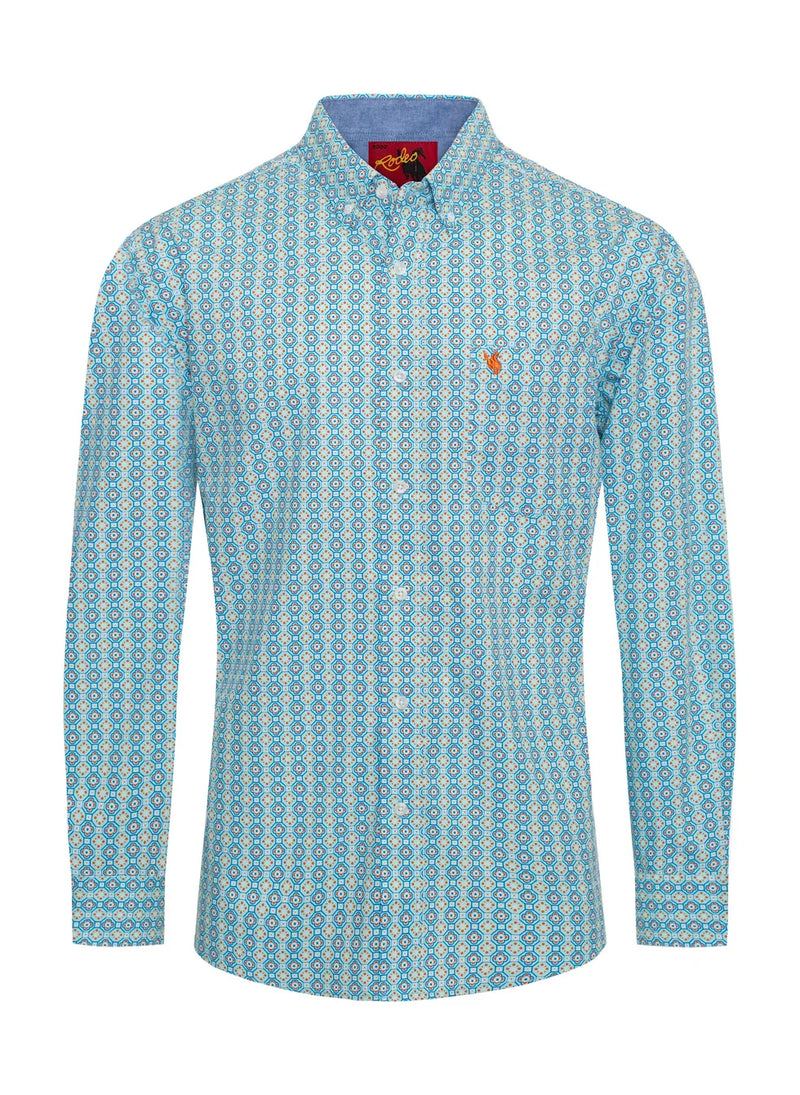 Load image into Gallery viewer, PS300L-3005 - Rodeo Clothing Men's Western Long Sleeve 100% Cotton Poplin Print Shirt
