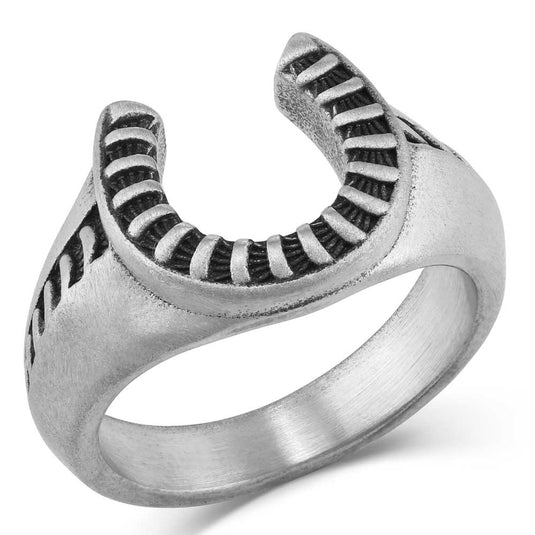 RG5541 - Montana Silversmiths Striking Edge Lucky Horseshoe Ring