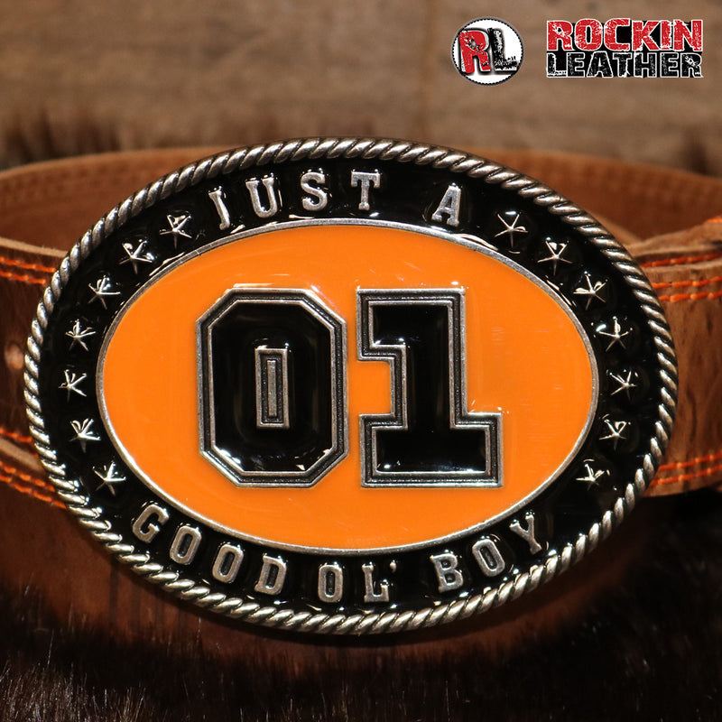 Load image into Gallery viewer, RLB002 - RockinLeather &quot;Just A Good Ol&#39; Boy&quot; Belt Buckle
