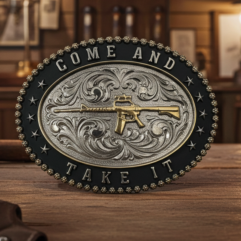 Load image into Gallery viewer, RLB004 - RockinLeather &quot;Come And Take It&quot; Belt Buckle
