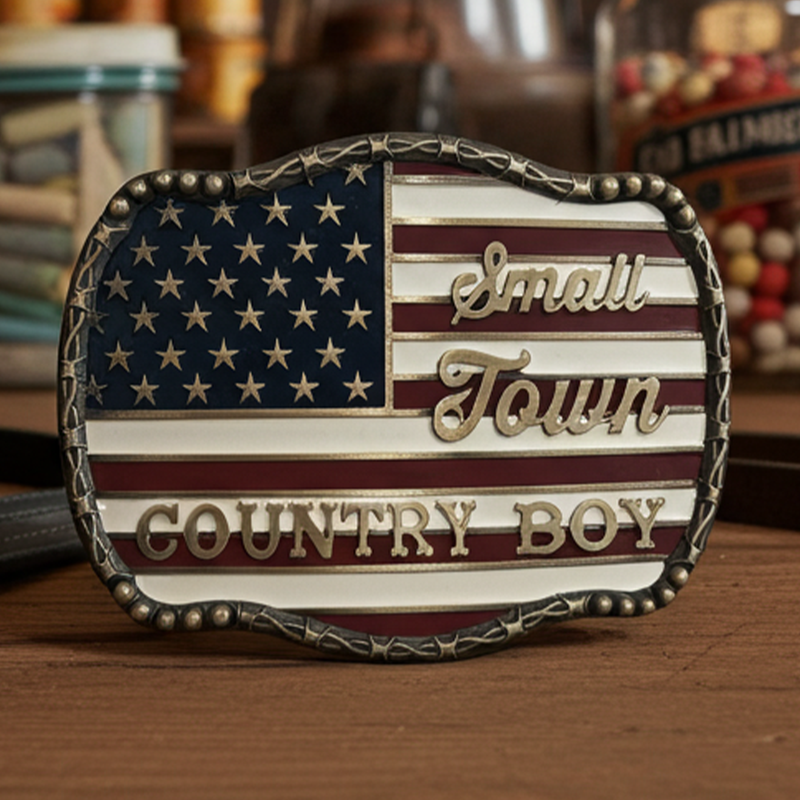 Load image into Gallery viewer, RLB005 - RockinLeather &quot;Small Town Country Boy&quot; Belt Buckle
