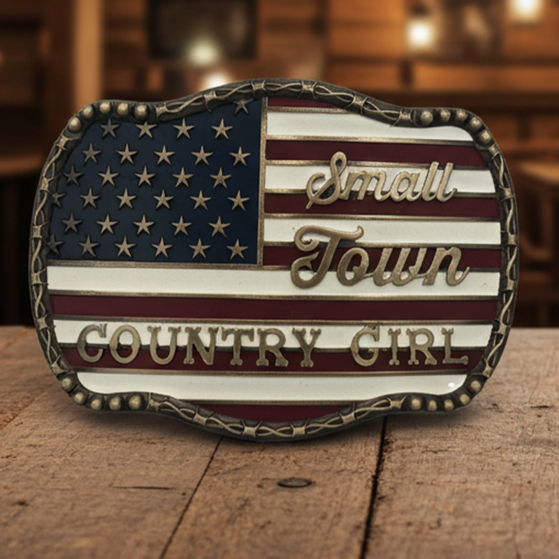 Load image into Gallery viewer, RLB006 - RockinLeather &quot;Small Town Country Girl&quot; Belt Buckle
