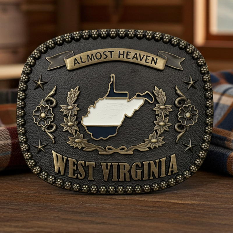 Load image into Gallery viewer, RLB007 - RockinLeather &quot;Almost Heaven West Virginia&quot; Belt Buckle
