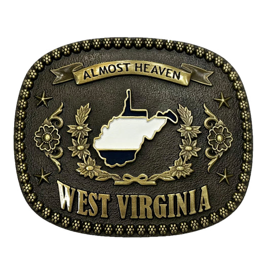 RLB007 - RockinLeather "Almost Heaven West Virginia" Belt Buckle