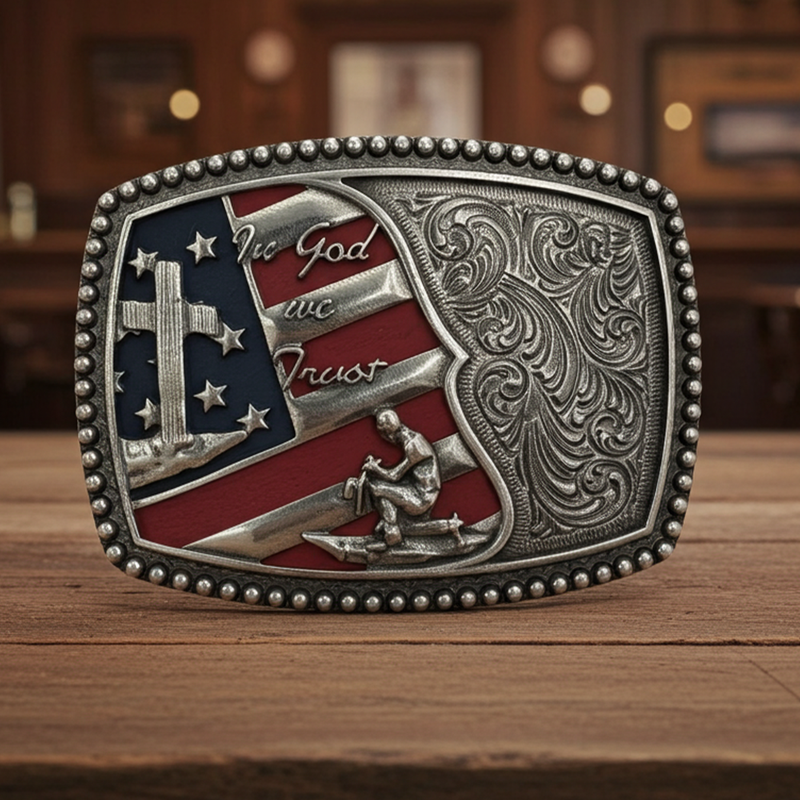Load image into Gallery viewer, RLB008 - RockinLeather &quot;In God We Trust&quot; Belt Buckle

